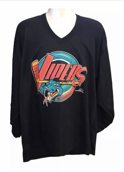 Vtg Detroit Vipers Black Practice Hockey Jersey Bauer 90s Rare Men’s Large NEW