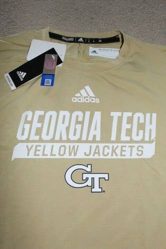 ADIDAS GEORGIA TECH YELLOW JACKETS TRAINING TEE JERSEY PLAYER MEDIUM TEAM ISSUE BRAND NEW HTF RARE M