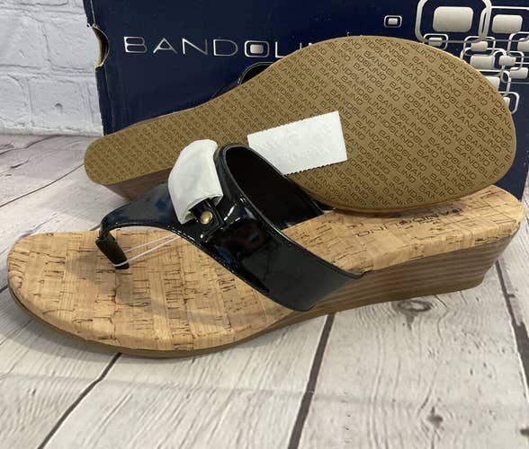 Bandolino Women’s Luxury Be Heard Short Wedge Sandals Size 9 Black New With Box