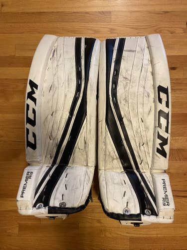 White Used 29 +1 CCM Premier R1.9 Goalie Leg Pads