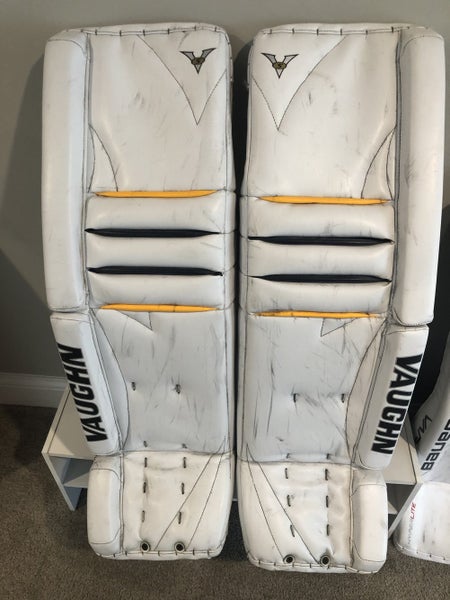 Used Senior 36" Vaughn Velocity V5 Goalie Leg Pads Pro Stock Allen St Louis Blues / Peoria Rivermen