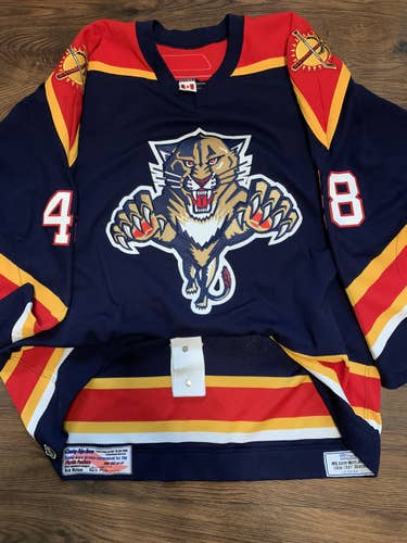 Leavitt Reebok Florida Panthers Game Worn NHL Hockey Jersey Blue Home 56 Meigray