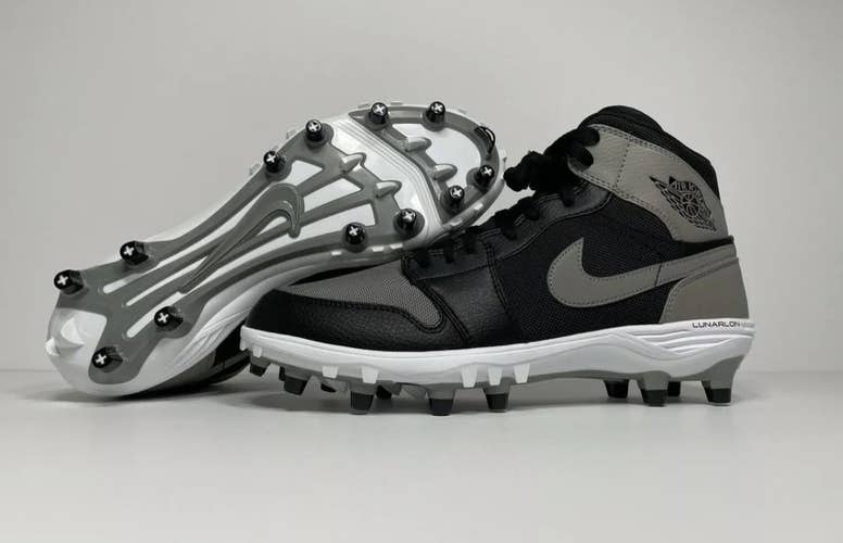 Nike Air Jordan 1 TD Mid Shadow Grey Football Cleat Men’s Size 18 AR5604-002 New