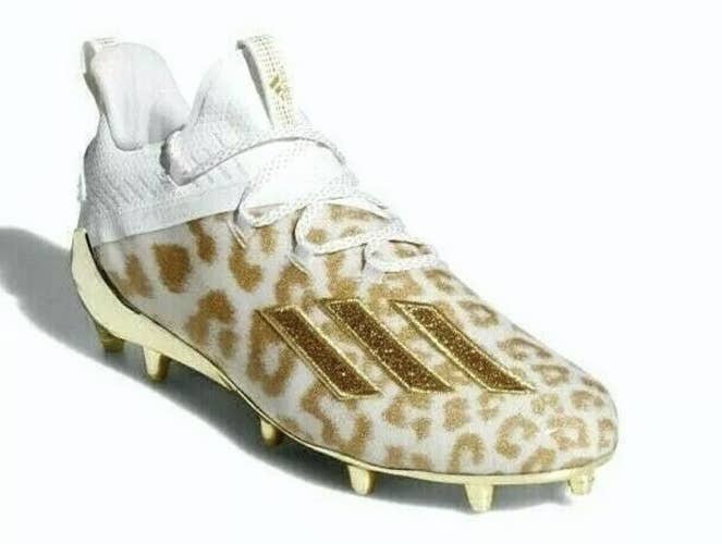 Adidas Adizero X Anniversary White & Gold Leopard Print Football Cleats Men's 15