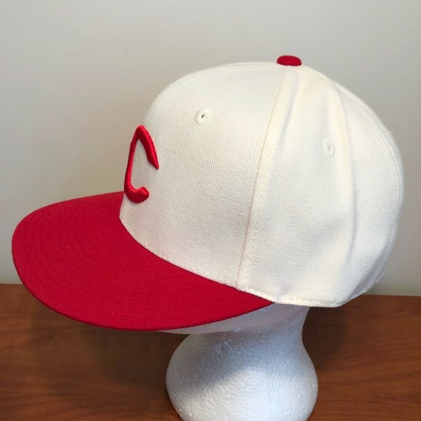 Cincinnati Reds Hat Baseball Cap Fitted 7 5/8 Mitchell & Ness White MLB  Retro
