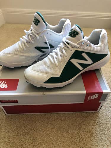 White Used (One Time) Youth Men's Size 9 Molded Cleats New Balance 4040v4