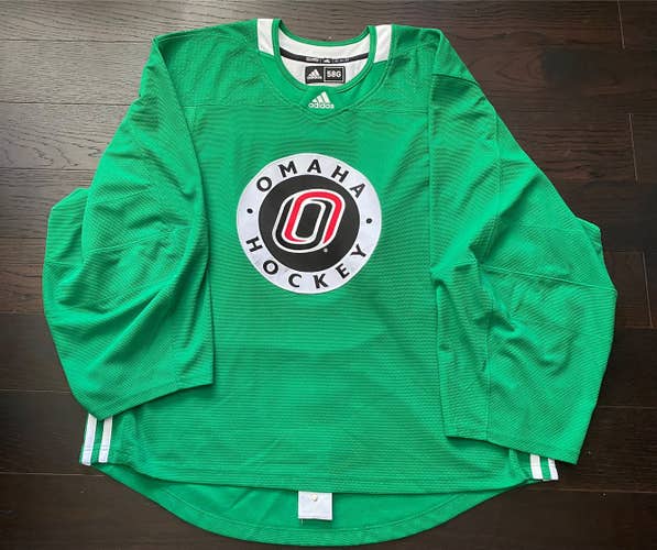 UNO Mavericks Indo Adidas worn Goalie Cut 58G Practice Jersey NCAA