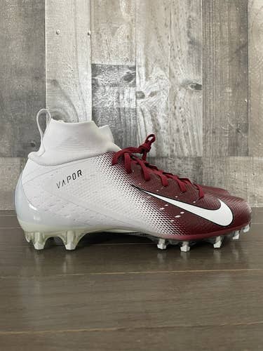 Nike VAPOR UNTOUCHABLE PRO 3 Football Cleats WHITE RED AO3021 101 Men Size 12.5
