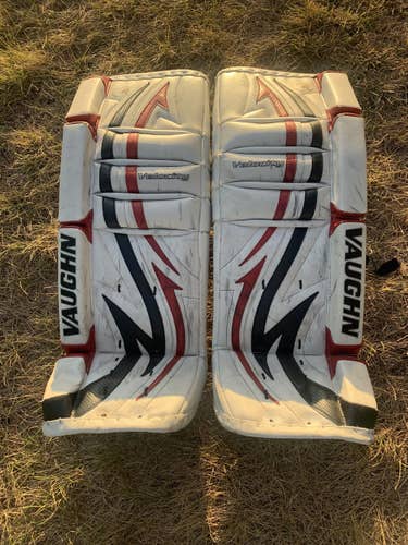 White Intermediate 28" Vaughn  Velocity V5 Goalie Leg Pads