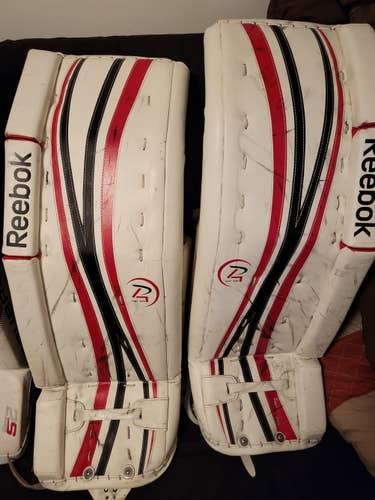 Used Senior 34" Reebok Premier 4 14K Goalie Leg Pads Pro Stock