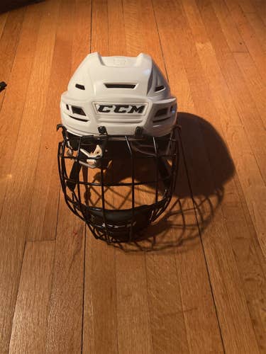 White Used Medium CCM Resistance Pro Stock Helmet