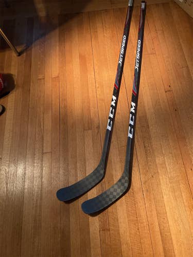 2 New Right Handed RibCore Trigger 3D painted as JetSpeed FT2 Mid Pattern Pro Stock Hockey Stick