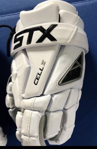 White New Player STX Cell IV 10" Lacrosse Gloves LAX NWT Small