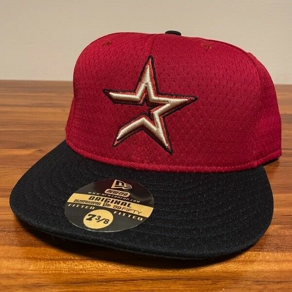 Houston Astros Hat Baseball Cap Fitted 7 3/8 New Era Vintage Mesh BP MLB  Retro