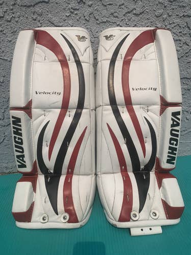 White Junior 24" Vaughn Velocity V5 Goalie Leg Pads