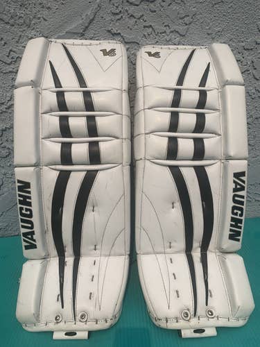 White Junior 28" Vaughn Velocity V6 Goalie Leg Pads