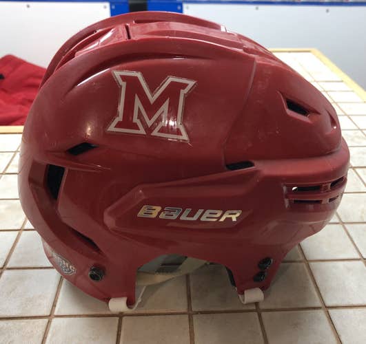 NCAA D1 - Miami of Ohio Bauer RE-AKT Red Pro Stock Helmet Size Medium #55