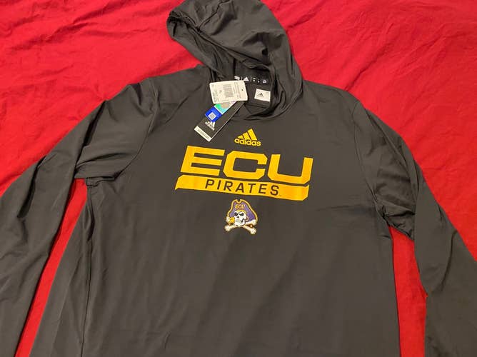 NCAA ECU Pirates Adidas Long Sleeve Training Black Pullover * NEW NWT * Retail $60