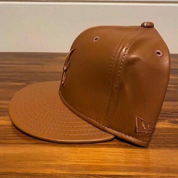 Atlanta Braves Hat Baseball Cap Fitted 7 3/8 New Era Brown Leather MLB  Retro ATL