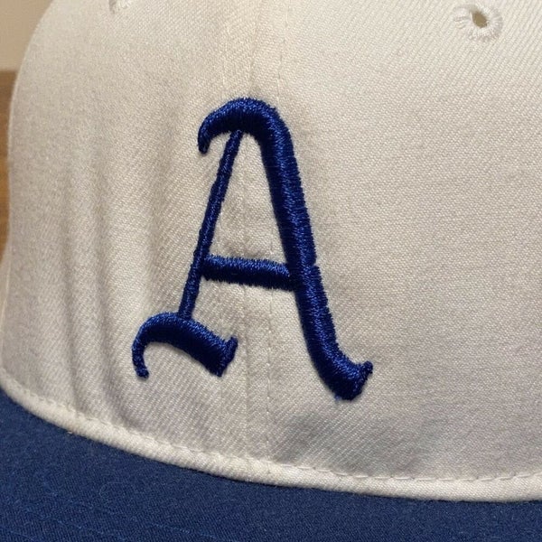 Philadelphia Athletics Hat Baseball Cap Fitted 7 1/2 Roman Leather Vintage  80s
