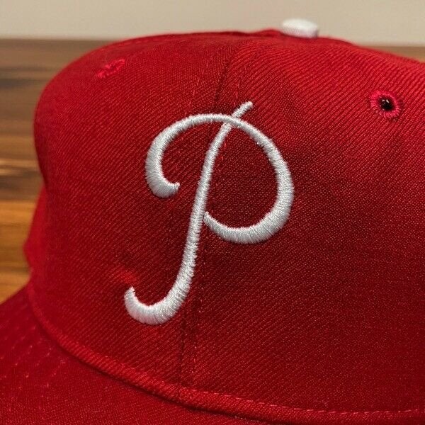Philadelphia Phillies Hat Baseball Cap Fitted 7 1/2 Roman Leather Vintage  80s P