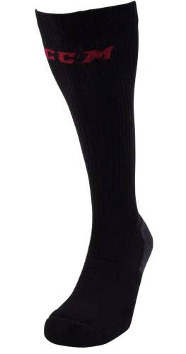 New CCM Bamboo Knee High Hockey Skate Socks Adult Medium shoe size 5 - 7 Black