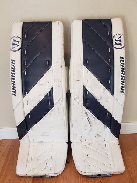 Warrior G4 Sr 35+1.5” Leg Pads White And Navy Blue