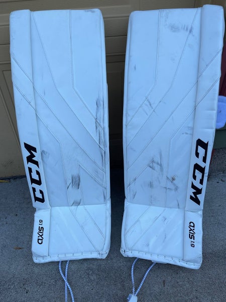 White Used Intermediate 32+1" CCM Axis 1.9 Goalie Leg Pads