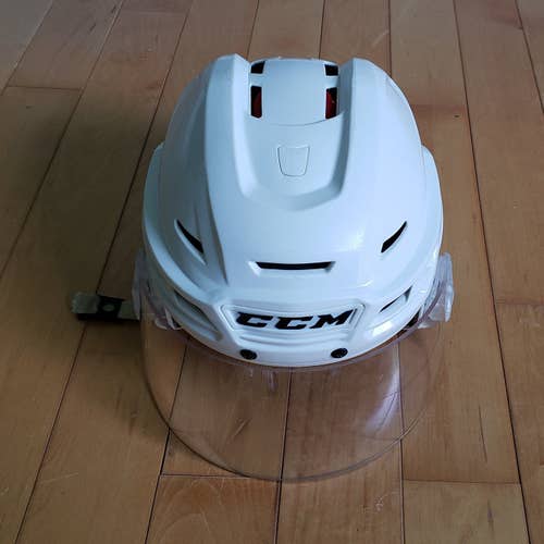 White Used Small CCM Resistance Helmet Pro Stock