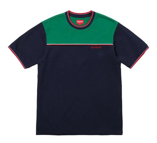 Supreme T Shirt Men Medium CONTRAST YOKE PIQUE TOP Italian Designer Colors FW17