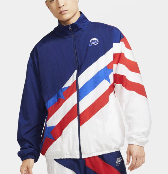 NIKE Throwback Team USA Basketball Men's Size L Red/White-Blue Full Zip Varsity Bomber Jacket New