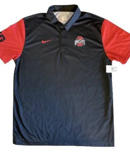 NWT Nike Ohio State Buckeyes Dri Fit Men’s Polo Black Red Size Large