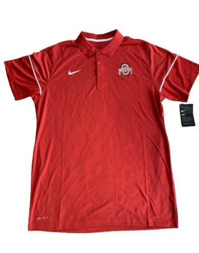 NWT Nike Ohio State Buckeyes Dri Fit Men’s Polo Red Size Large