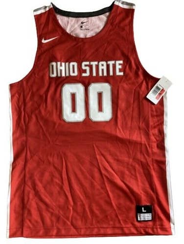 NWT Nike Ohio State Buckeyes Men's Basketball Jersey Scarlet Grey White Size L