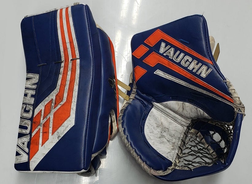 Vaughn Pro Custom - Used NCAA Pro Stock Goalie Pads (White/Blue