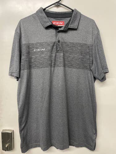 CCM Hockey Golf Polo Shirt Grey Size XL