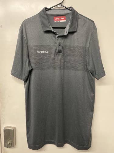 CCM Hockey Golf Polo Shirt Charcoal Size XL