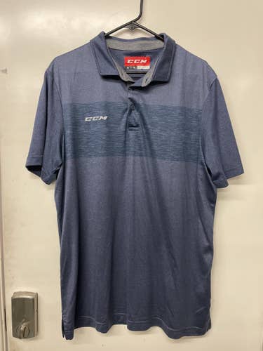 CCM Hockey Golf Polo Shirt Heather Navy Blue Size XL