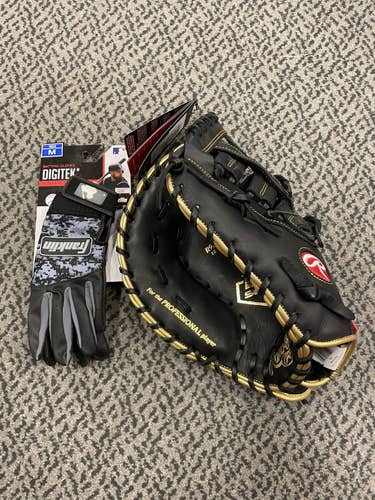 Rawlings glove and Franklin batting glove