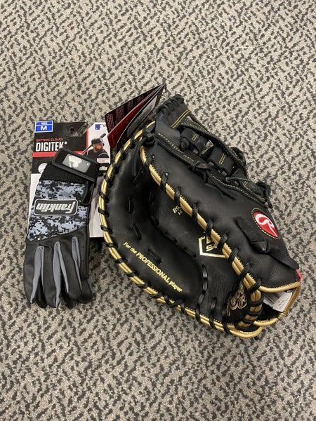 Rawlings glove and Franklin batting glove