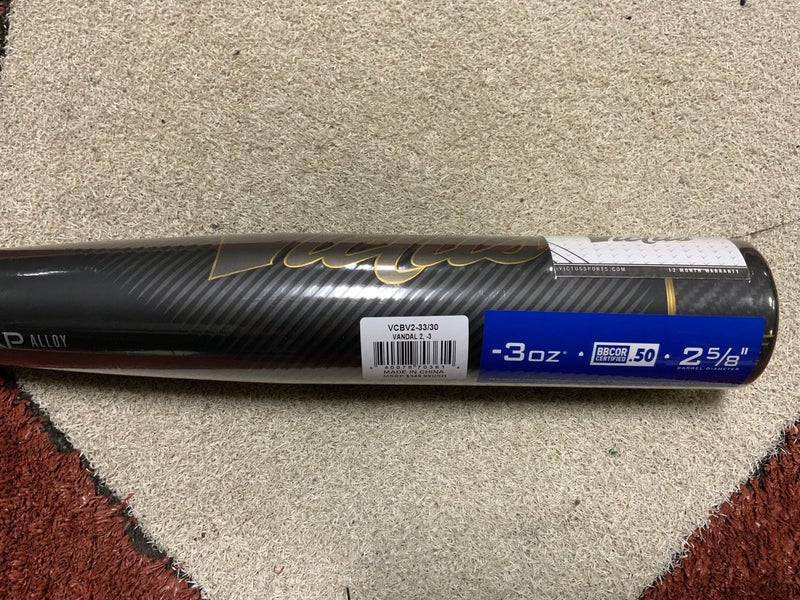 Victus Vandal Gold 2.0 BBCOR (-3) Baseball Bat: VCBV2