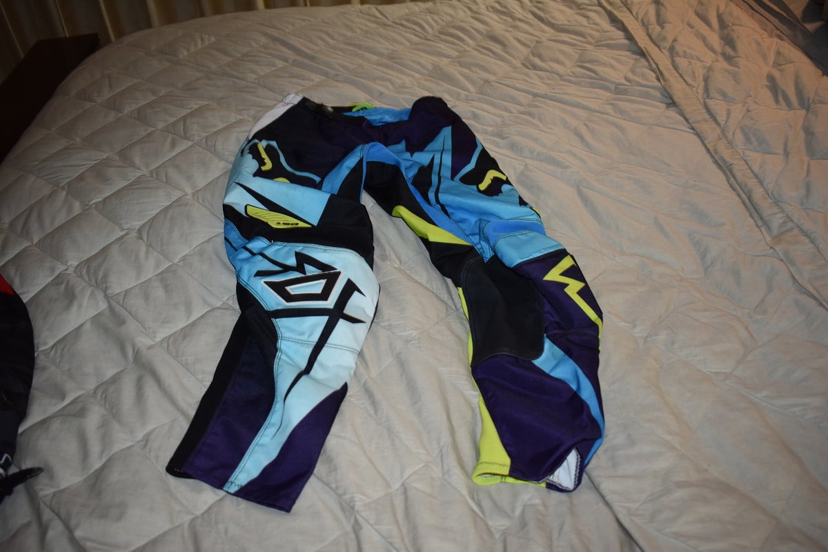 FOX 180 Motocross Pants, Black/Yellow/Blue, Size 30 - Top Condition!