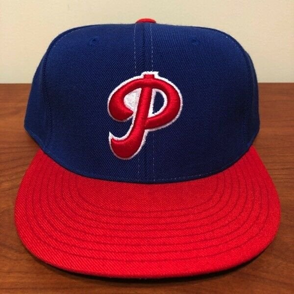 Philadelphia Phillies Hat Baseball Cap Fitted 7 5/8 Mitchell Ness Blue Retro MLB