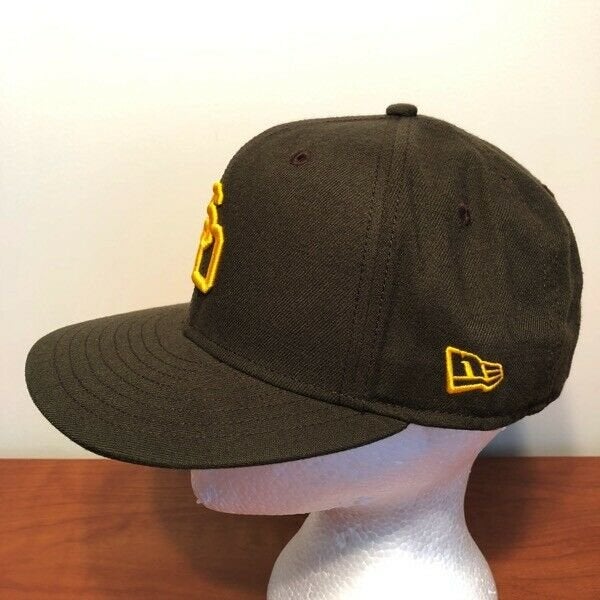 SAN DIEGO PADRES 59FIFTY NEW ERA RETRO BROWN AND YELLOW FITTED HAT