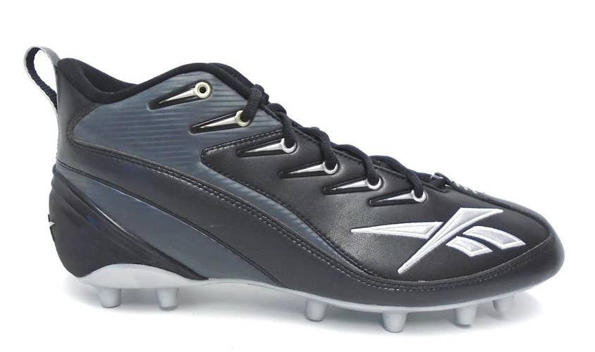 Reebok NFL Pro 4 Speed III Mid M2 Black and Grey Football Cleats - Size 11.5