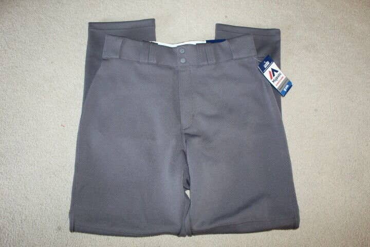 MAJESTIC MLB PRO BASEBALL PANTS MENS MEDIUM DARK GREY OPEN-HEM LONG BRAND NEW HS CLUB PRO MILB MED