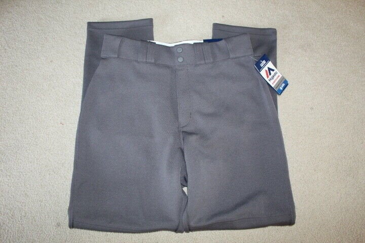 MAJESTIC MLB PRO BASEBALL PANTS MENS MEDIUM DARK GREY OPEN-HEM LONG BRAND NEW HS CLUB PRO MILB MED