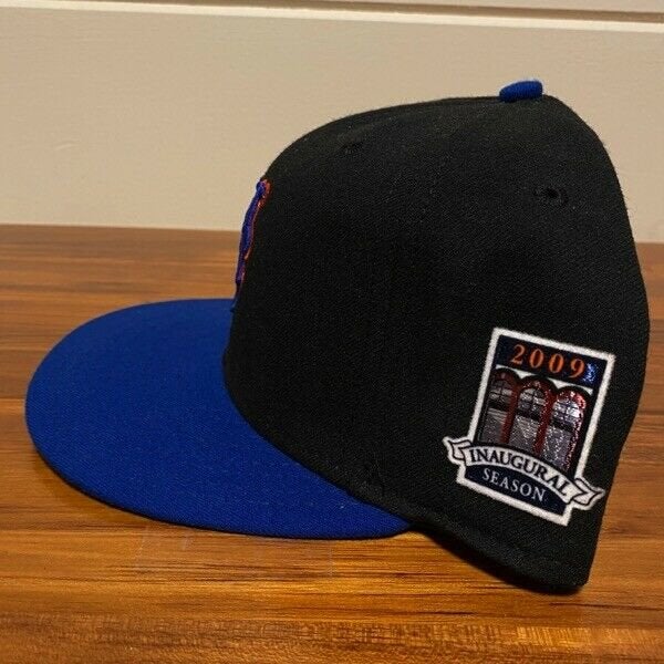 New York Mets Hat Baseball Cap Fitted 7 3/8 New Era Black 2009