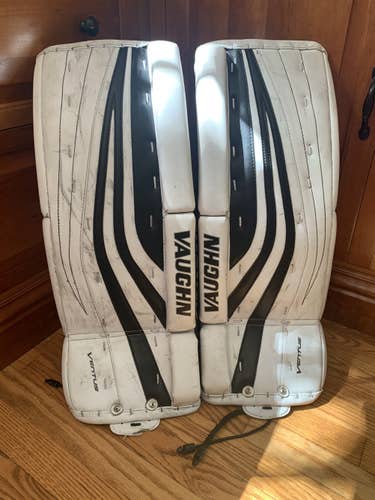 White Junior 24" Vaughn  Ventus SLR Jr Goalie Leg Pads