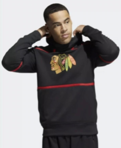 adidas Aeroready NHL Chicago Blackhawks XL Black/Red Under The Lights Hoodie New